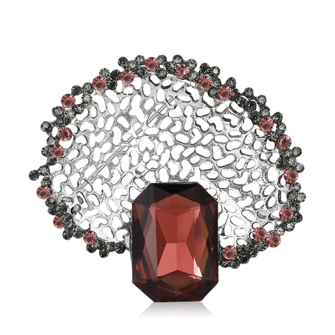 Retro Alloy Rhinestone Openwork Geometric Brooch Elegant Pin Corsage For Women Fashion Jewelry Accessories For Wedding Party