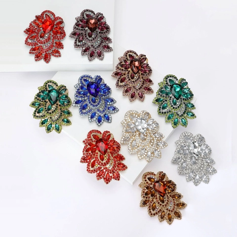 Spilla Barocca Vintage in Lega con Strass Grande Cristallo a Goccia Floreale per Donna Spilla per Abito Cappotto Gioielli Regalo