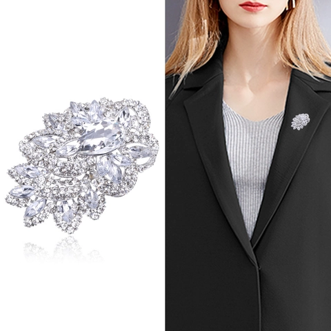 Spilla Barocca Vintage in Lega con Strass Grande Cristallo a Goccia Floreale per Donna Spilla per Abito Cappotto Gioielli Regalo
