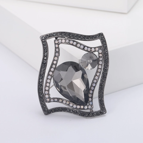 Vintage Legierung Strass Welle Brosche Für Damen Herren Geometrisch Wassertropfen Kristall Anzug Korsage Strickjacke Nadel Schmuck Geschenk