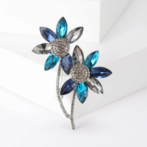 Eleganter Legierung Kristall Blume Brosche Für Damen Glänzende Strass Blumen Anstecknadel Für Mantel Anzug Schal Mode Schmuck Geschenk