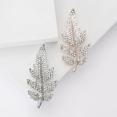 Mode Legierung Strass Blatt Brosche Für Damen Elegante Blattförmige Anstecknadel Für Anzüge Mäntel Kleider Schmuck Zubehör
