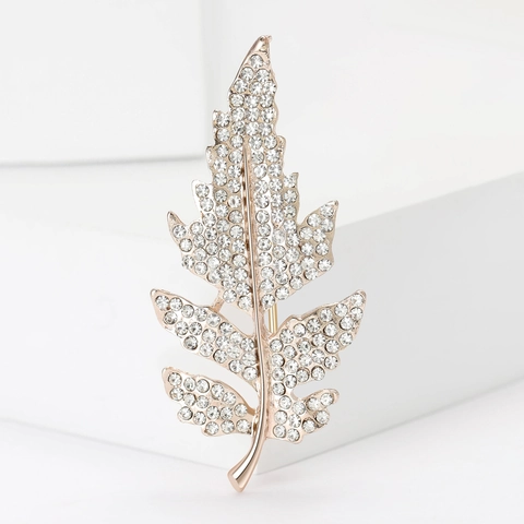 Mode Legierung Strass Blatt Brosche Für Damen Elegante Blattförmige Anstecknadel Für Anzüge Mäntel Kleider Schmuck Zubehör