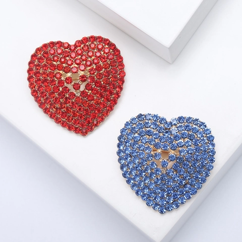 Spilla a Forma di Cuore con Strass Moda in Stile Coreano Lega Intarsio Spilla a Cuore per Donna Uomo Abbigliamento Accessori