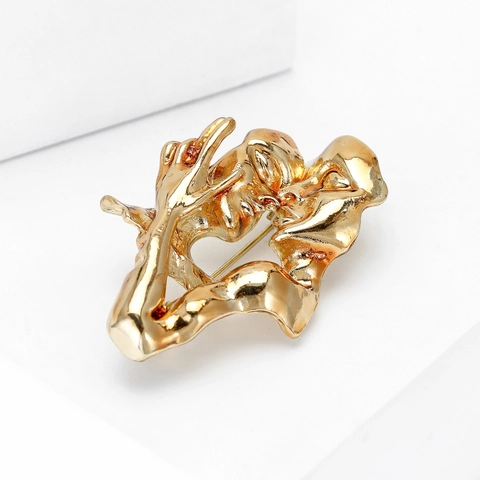Vintage Legierung Charakter Form Brosche Für Damen Kreative Küssende Gesichter Abstrakte Anstecknadel Gold Mode Schmuck Zubehör