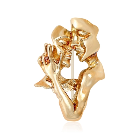 Vintage Legierung Charakter Form Brosche Für Damen Kreative Küssende Gesichter Abstrakte Anstecknadel Gold Mode Schmuck Zubehör
