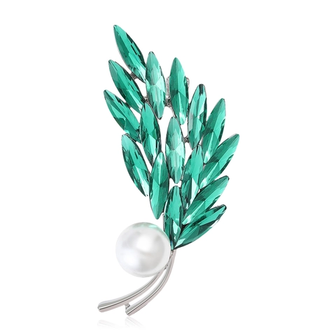 Vintage Legierung Weizenähre Blatt Brosche Mit Strass Und Künstliche Perle Elegante Kristall Korsage Anstecknadel Damen Schmuck