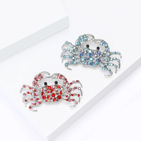 Vintage Legierung Strass Krabbe Brosche Für Damen Herren Tier Form Kristall Revers Anstecknadel Mode Schmuck Zubehör Für Bankett Party