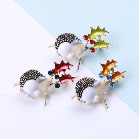 Simpatica Spilla a Forma di Riccio in Smalto Lega Strass Animale Spilla da Bavero Gioielli di Moda per Decorazione Vestiti