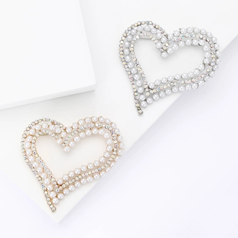 Eleganter Herz Brosche Für Damen Legierung Kunstperle Strass Geschichtet Hohl Brosche Pin Süß Mode Schmuck Zubehör