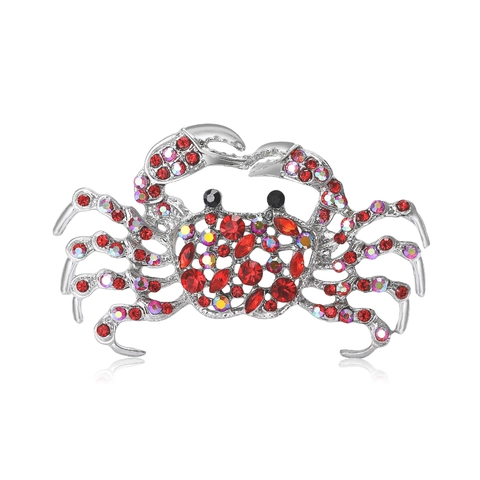 Broche Crabe Animale Créative en Alliage Avec Strass Incrustés Épingle de Corsage Bijoux de Mode Accessoire pour Femme Cadeau