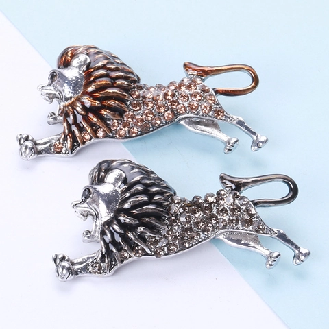 Spilla a Forma di Leone Vintage in Lega e Smalto da Uomo Retro Animale Strass Spilla da Risvolto Gioielli Animali