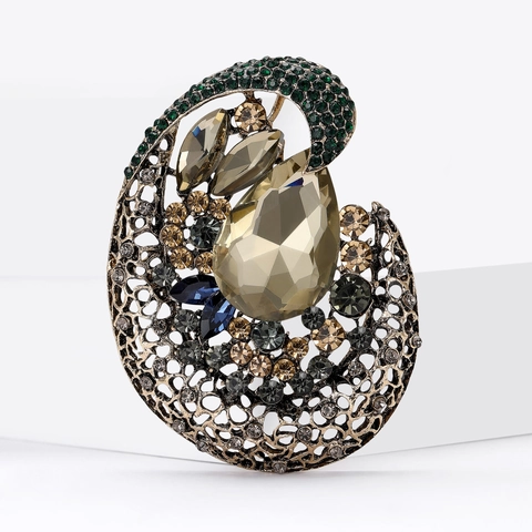 Vintage Legierung Strass Brosche Für Damen Kristall Wassertropfen Blume Corsage Anstecknadel Für Mantel Schal Eleganter Schmuck