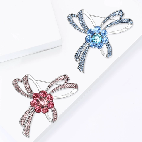 Elegante Legierung Strass Schleife Blumen Brosche Pin Für Damen Mode Koreanischen Stil Eingelegte Blume Abzeichen Kleidung Schmuck