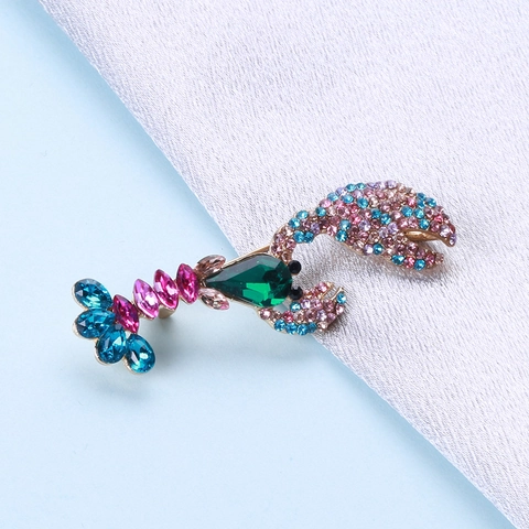 Vintage Legierung Hummer Brosche Mit Mehrfarbigen Strass Glitzernde Ozean Tier Thema Mode Schmuck Accessoire Für Damen