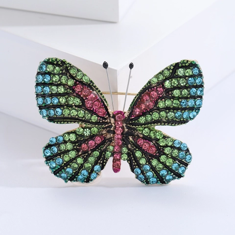 Spilla a Farfalla in Lega Vintage Con Strass Colorati Stile Palazzo Europeo Per Donna Accessori per Gioielli di Moda