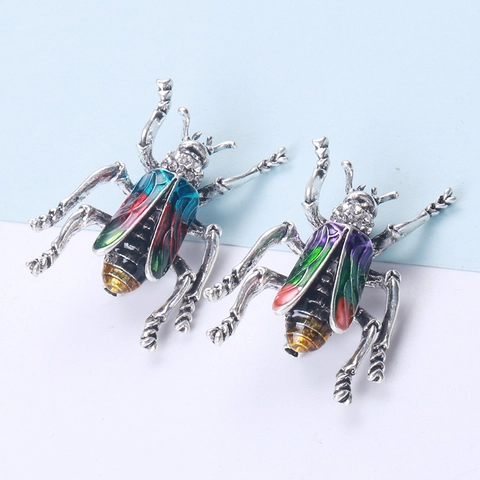 Vintage Alloy Beetle Brooch With Colorful Enamel And Rhinestone Retro Insect Animal Lapel Pin Badge For Women Fashion Jewelry