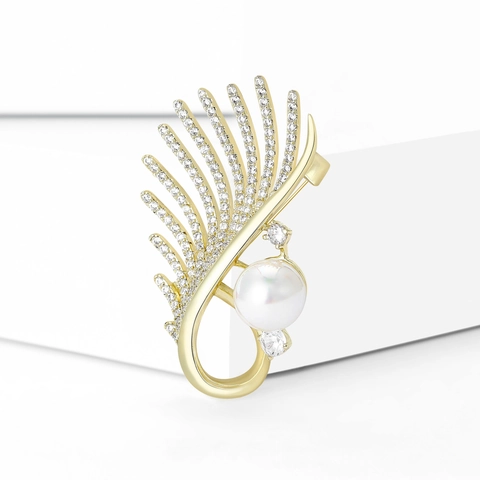 Elegante Unregelmäßige Geometrische Strass Künstliche Perle Brosche Pin Für Damen Gold Kupfer Bankett Party Hochzeit Schmuck