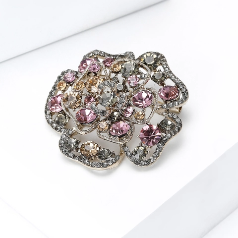 Spilla in Lega di Rose d'Epoca con Strass Elegante Spilla a Fiore per Donna Accessorio per Cappotto Moda Regalo di San Valentino