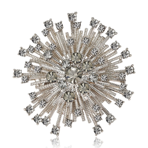 Élégante Broche en Forme de Fleur d'Étoile Rayonnante avec Strass pour Costumes et Robes de Femme Bijoux en Alliage de Luxe
