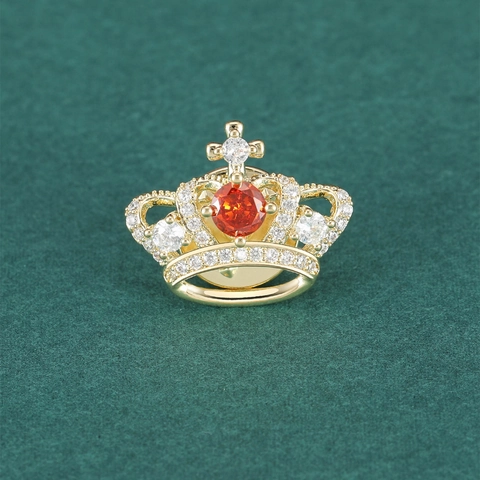 Broche Couronne de Luxe en Cuivre Zirconia pour Femmes Accessoires de Costume Manteau de Mode Haut de Gamme Bijoux Épingle Strass Croix