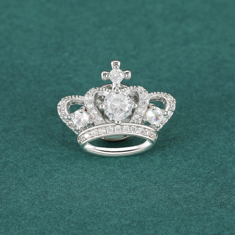 Broche Couronne de Luxe en Cuivre Zirconia pour Femmes Accessoires de Costume Manteau de Mode Haut de Gamme Bijoux Épingle Strass Croix