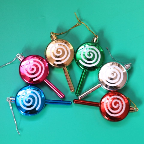 Festliche Lutscher Weihnachtsschmuck Kunststoff Galvanisierte Süßigkeit Anhänger Deko Glitzer Spirale Feiertag Baum Dekor