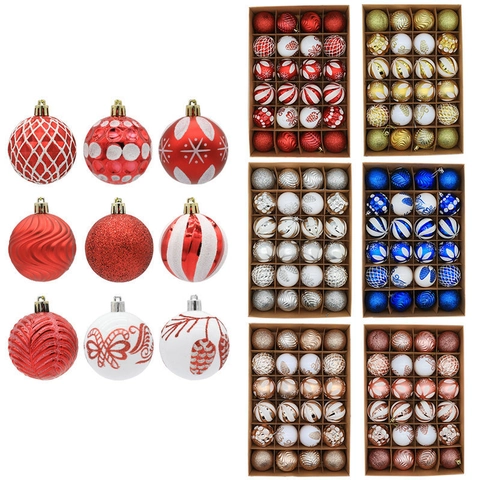 Boules de Noël en Plastique Peintes à Paillettes Brillantes Mates Ornements Suspendus pour Sapin de Noël Décor de Fête