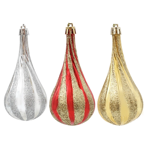 Kerstboom Hangers Druppel Kunststof Gegalvaniseerd Glitter Gestreepte Hangers Feestelijke Vakantie Decoratie