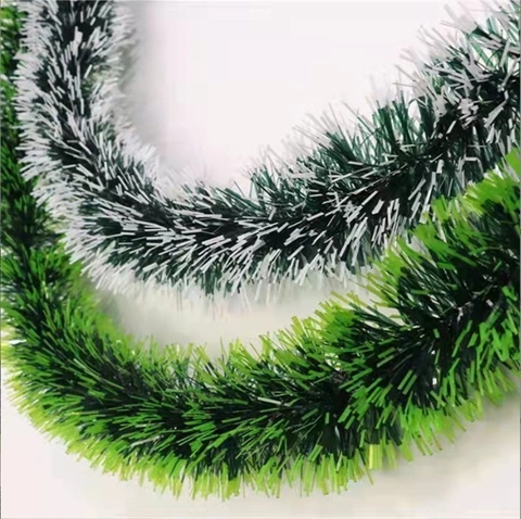 Weihnachten Dunkelgrün Tinsel Girlande Schnee Schneeflockeneffekt PVC Girlande Bänder Kiefernzweig Für Weihnachtsbaum Dekoration