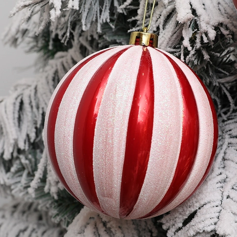 Grandes Boules De Noël En Plastique Motif Rayé Citrouille Flocon De Neige Décorations Pour Arbre Mariage Fête Décor Suspendu