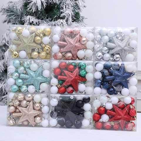 Juego de Bolas de Adorno Navideño de Acrílico Bolas Colgantes Irrompibles Con Estrella de Copa de Árbol Para Decoración de Fiesta de Navidad