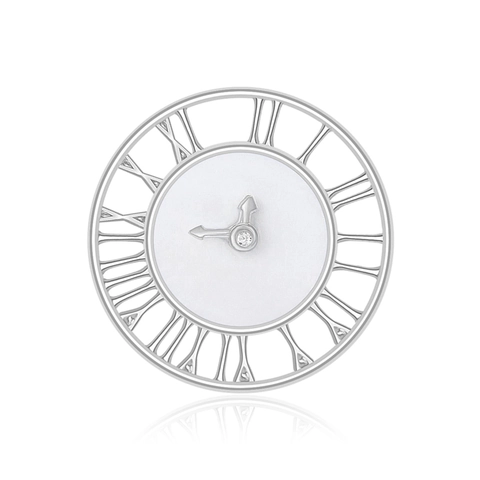 Vintage Copper Clock Face Brooch With Roman Numerals Rhinestone Round Pin For Women Men Suit Shirt Dress Accessory