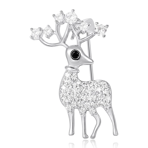 Simpatica Spilla in Rame a Forma di Renna Con Decorazione in Strass Spilla da Colletto Anti-Esposizione Elegante Spilla Animale Gioielli per Donna Uomo