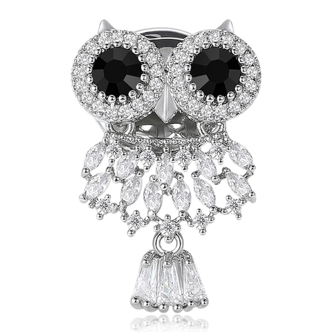 Exquisito Broche de Búho de Cobre Con Micro-Circonia Elegante Alfiler de Solapa de Animal para Mujeres Hombres Joyería de Moda