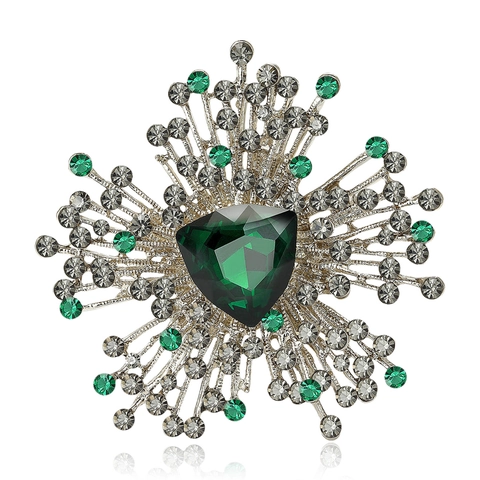 Broche Barroco Vintage con Diseño de Estrella para Mujer Elegante Cristal de Triángulo Geométrico Incrustado de Strass Broche de Cobre