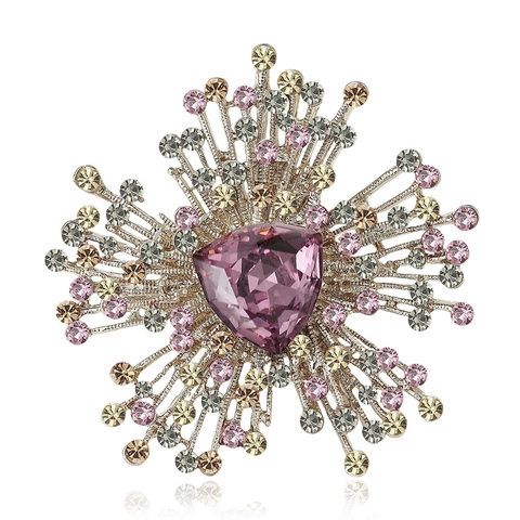 Broche Barroco Vintage con Diseño de Estrella para Mujer Elegante Cristal de Triángulo Geométrico Incrustado de Strass Broche de Cobre