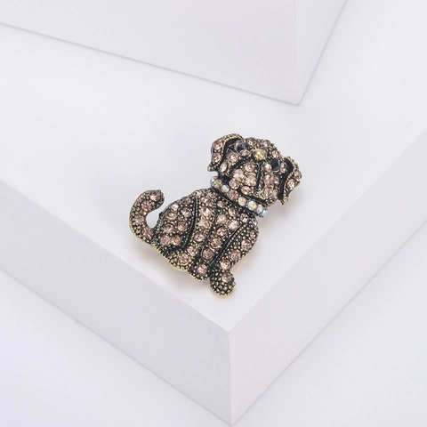 Vintage Legierung Voll Strass Bulldogge Brosche Für Damen Tier Mops Hund Korsage Mode Bekleidung Zubehör Schmuck Geschenk