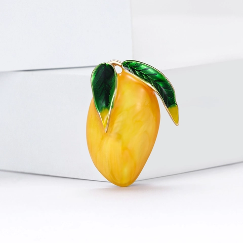 Simpatica Spilla a Forma di Mango Giallo in Lega Smalto a Goccia d'Olio per Donna Spilla da Risvolto con Motivo a Frutta