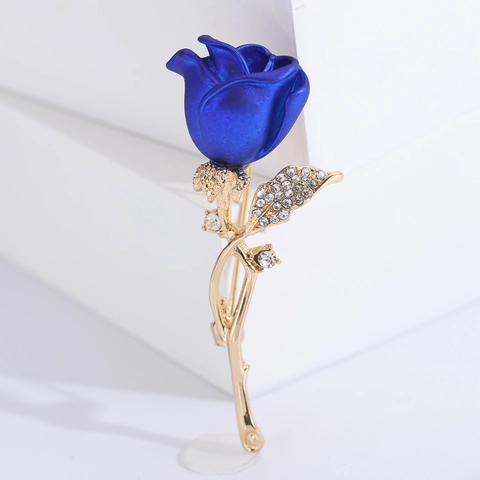 Fashion Elegant Rose Flower Brooch Pin For Women Men Alloy Rhinestone Floral Lapel Pin Suit Accessories Jewelry Gift