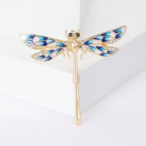 Europäische Legierung Emaille Libelle Brosche Strass Eingelegt Nadel Für Damen Mode Tier Stil Dekorative Schmuck Zubehör