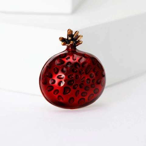 Vintage Legierung Granatapfel Emaille Brosche Für Damen Rot Fruchtform Tropföl Anti-Exposition Anstecknadel Anzug Schmuck