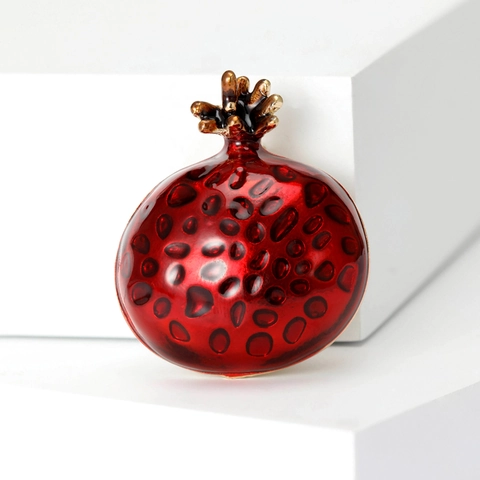 Vintage Legierung Granatapfel Emaille Brosche Für Damen Rot Fruchtform Tropföl Anti-Exposition Anstecknadel Anzug Schmuck
