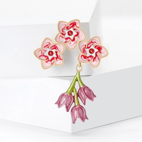 Dulce Broche Floral de Aleación Esmaltado para Mujer Flor Rosa Goteo de Aceite Pin Elegante Accesorio de Ropa Joyería Regalo