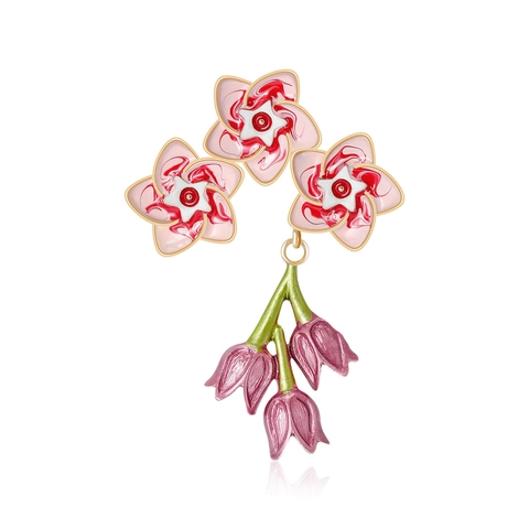 Dulce Broche Floral de Aleación Esmaltado para Mujer Flor Rosa Goteo de Aceite Pin Elegante Accesorio de Ropa Joyería Regalo