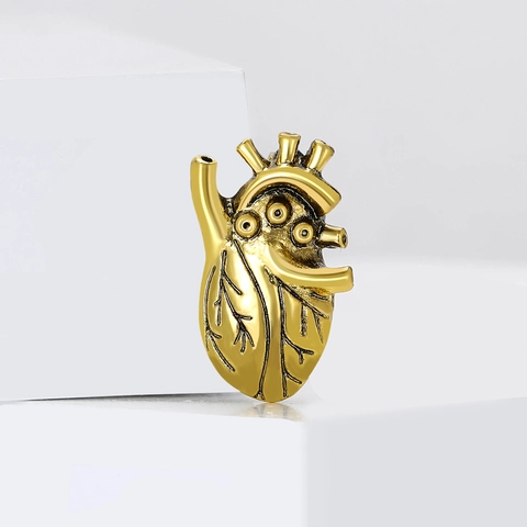 Vintage Anatomical Heart Brooch Pin Alloy Enamel Medical Science Jewelry For Men Women Clothing Accessories Badge Gift