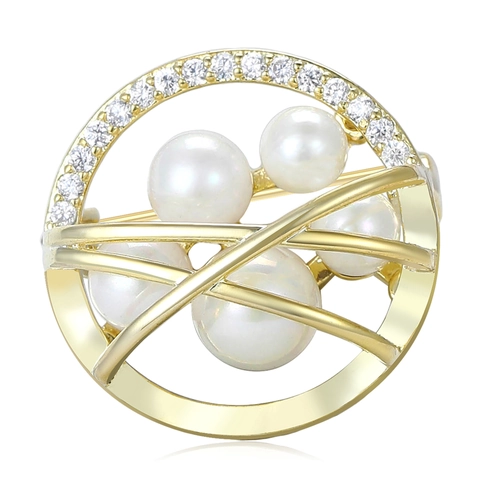 Broche Redondo de Cobre Elegante para Mujer Con Perlas Artificiales y Strass Estilo Coreano Accesorio de Ropa Minimalista
