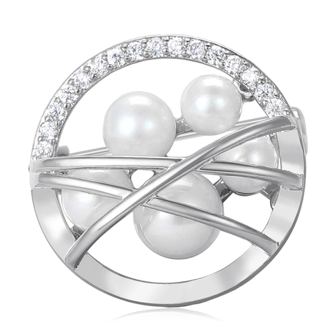 Broche Redondo de Cobre Elegante para Mujer Con Perlas Artificiales y Strass Estilo Coreano Accesorio de Ropa Minimalista