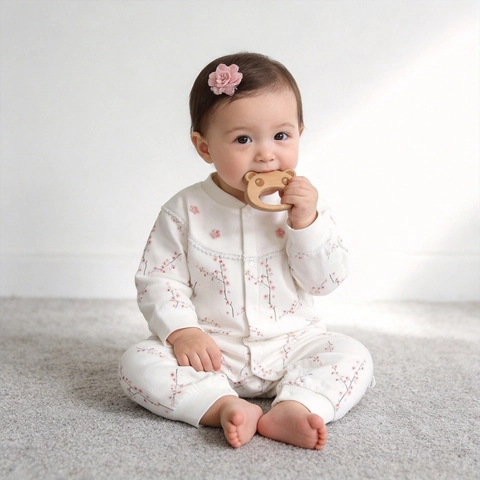 Pagliaccetto per Neonato in Cotone Floreale Con Colletto in Pizzo Dolce Manica Lunga Autunno Inverno Abbigliamento Casa