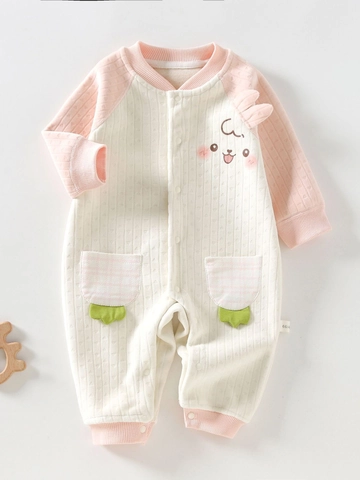 Schattige Baby Cartoon Dierentuin Kruippakje Warm Polyester Fleece Lange Mouw Infant Jumpsuit Voor Pasgeborenen